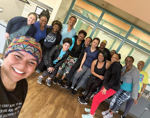 A picture of a group of people at a zumba class