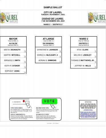 Sample Ballot Ward 2