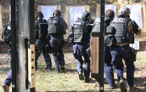 Police Outside in Gear